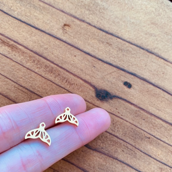 MERMAID GOLD Stainless Steel Stud Earrings with Gift Bag - Picture 1 of 5